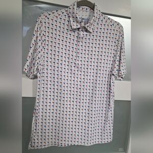 IBKUL White Polo with Red & Blue Martini Motif